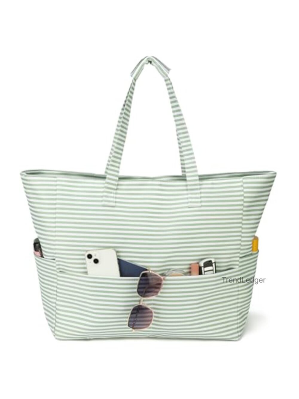 Large Water-Resistant Beach Tote Bag Zip Travel Gym Weekender
